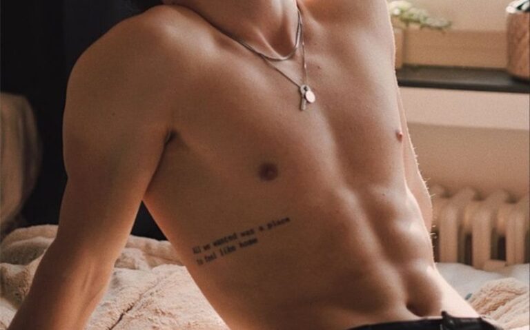 attractive simple small rib tattoos for guys