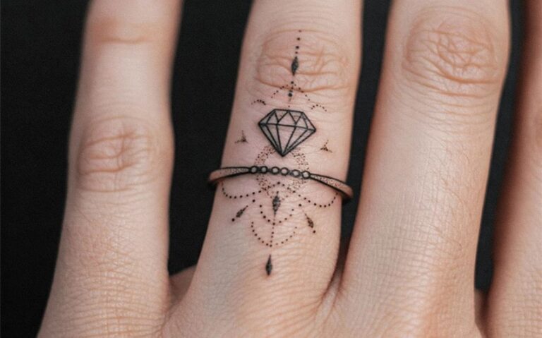 female wedding ring tattoo ideas