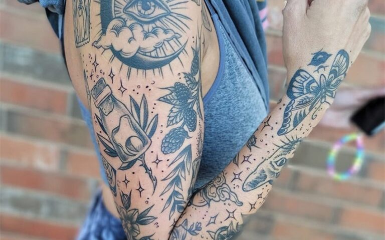 patchwork sleeve tattoo ideas